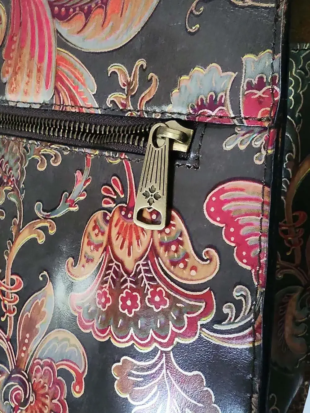 Patricia Nash Floral Tooled Leather Satchel Handbag w/o crossbody strap - Picture 6 of 6